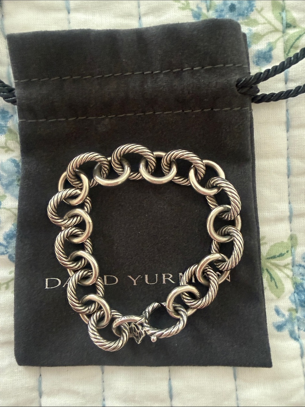 David Yurman Twisted Cable Round-Link Bracelet - Silver